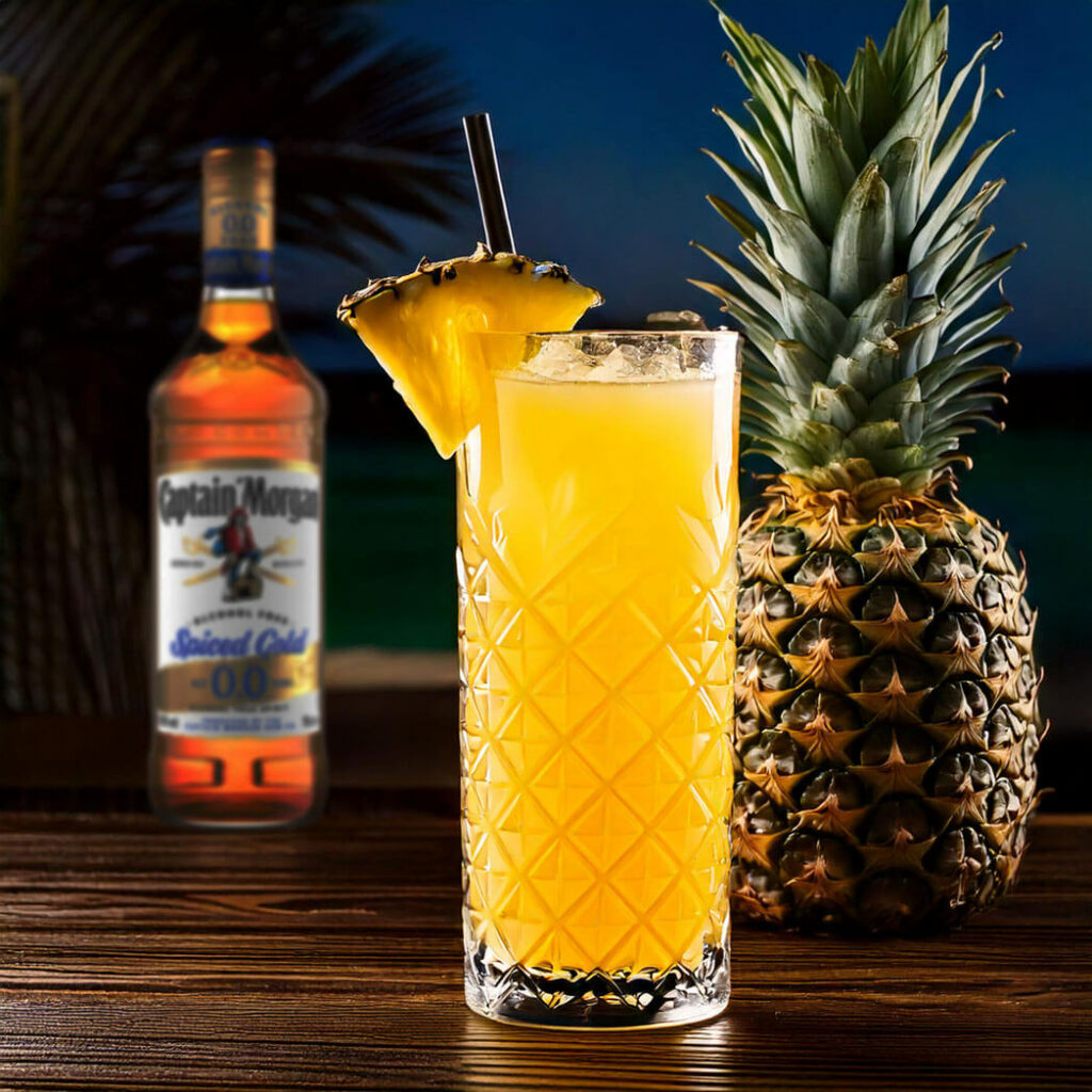 Captain Morgan 0.0 Spiced Caribbean Cooler recept alcoholvrije cocktail mocktail bij Mocktail Masters